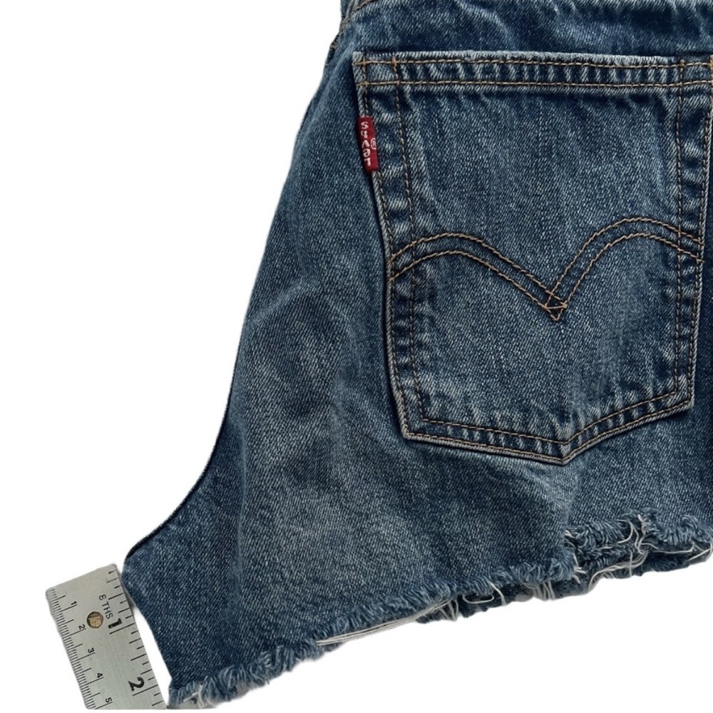 Levi's Cut Off Jeans Shorts High Rise Button Fly Frayed Hem Size 27 - Picture 6 of 7